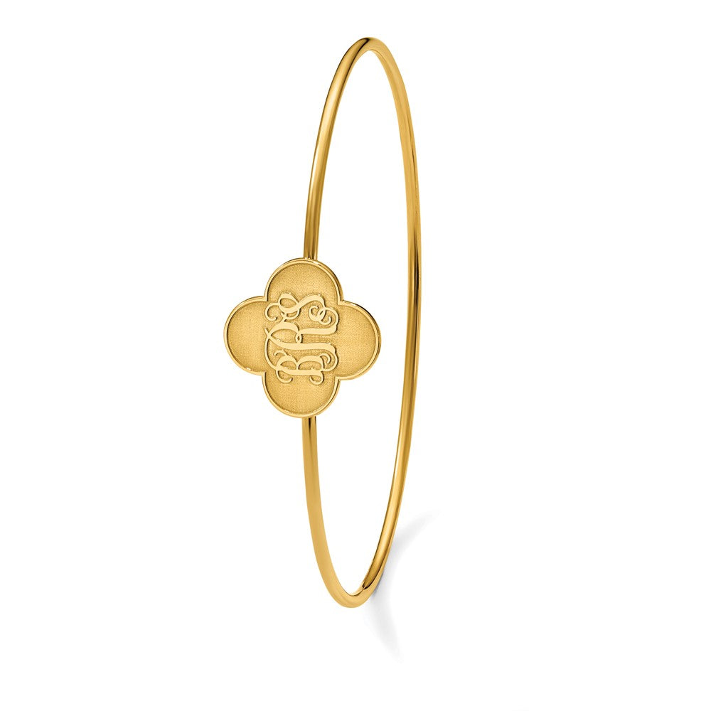 Sterling Silver/Gold-plated Clover Monogram Slip on Bangle