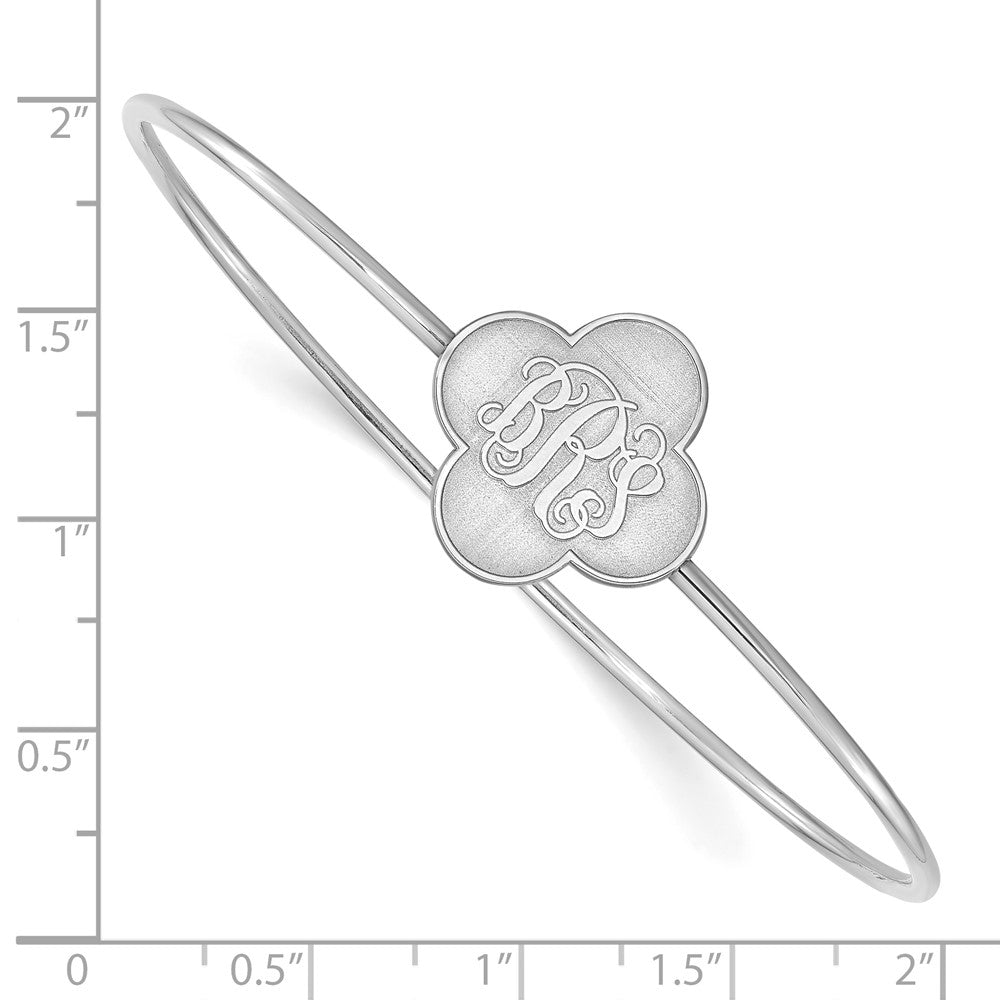 Sterling Silver/Rhodium-plated Clover Monogram Slip on Bangle