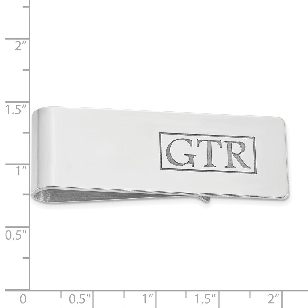 Sterling Silver/Rhodium-plated Recessed Letter Money Clip