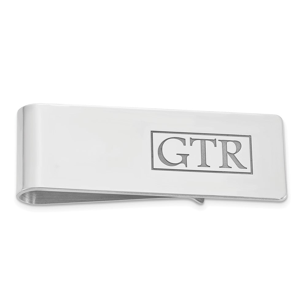 Sterling Silver/Rhodium-plated Recessed Letter Money Clip