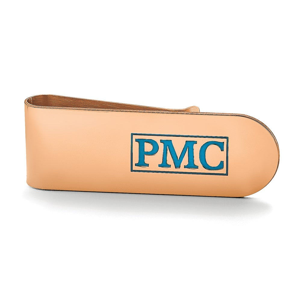 14k Rose Gold Recessed Letter Monogram Money Clip
