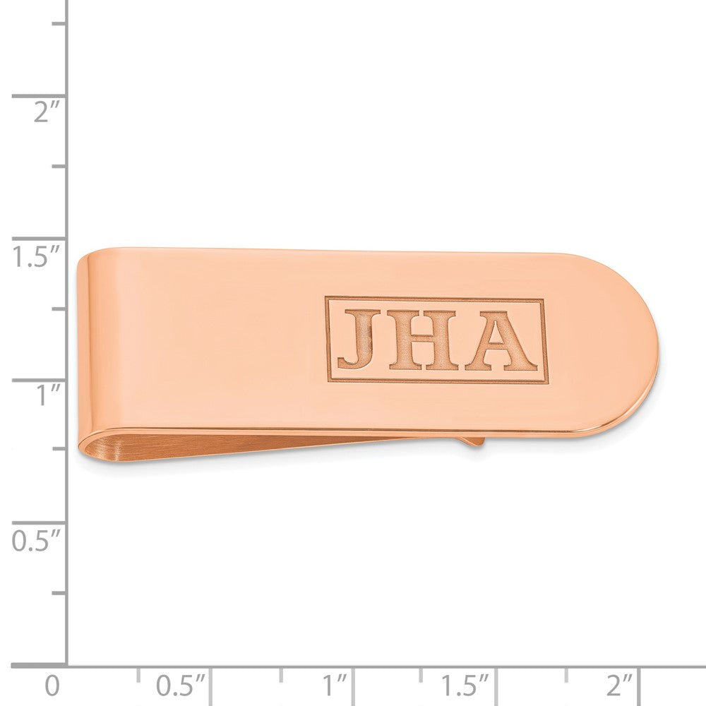 14k Rose Gold Recessed Letter Monogram Money Clip