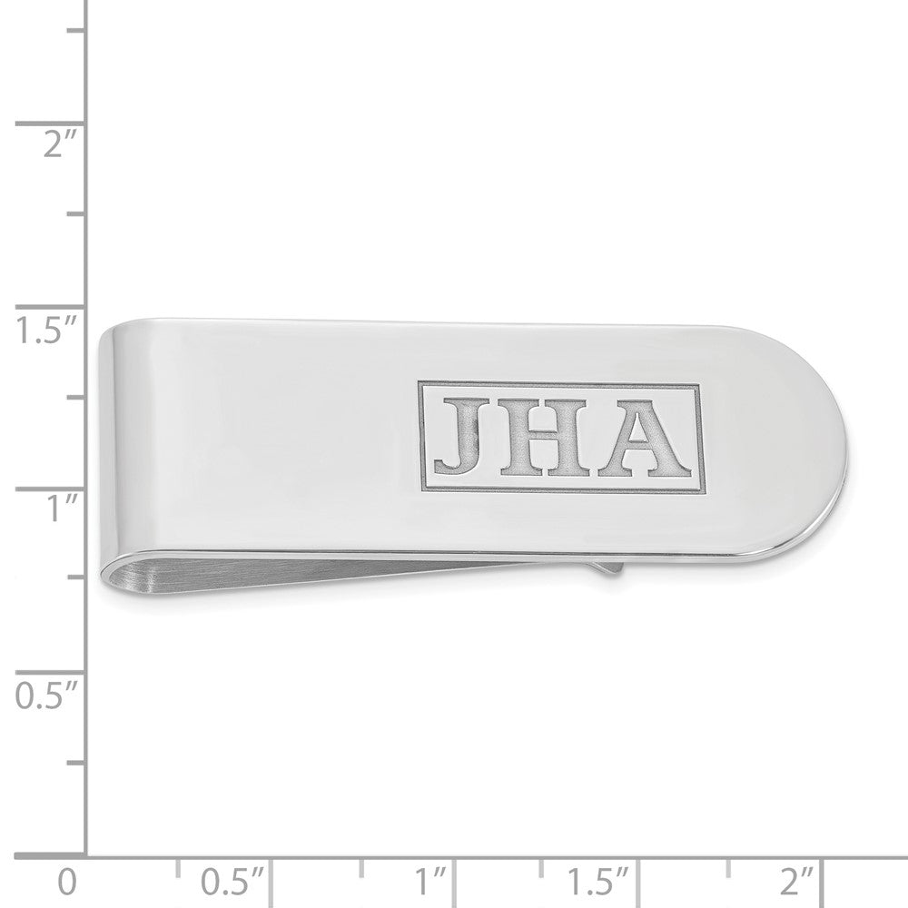 14k White Gold Recessed Letter Monogram Money Clip