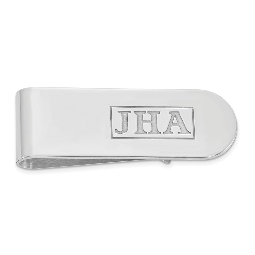SS/Rhodium-plated Recessed Letter Monogram Money Clip