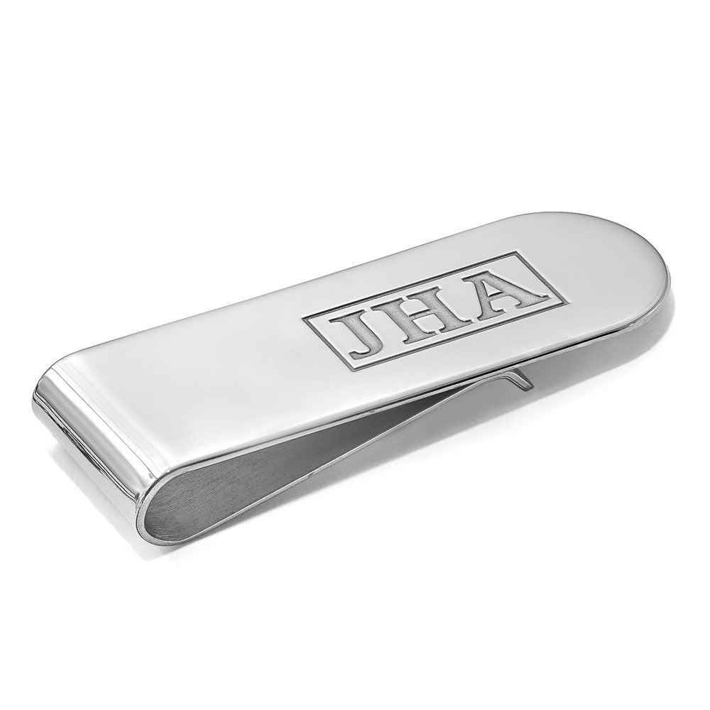 14k White Gold Recessed Letter Monogram Money Clip