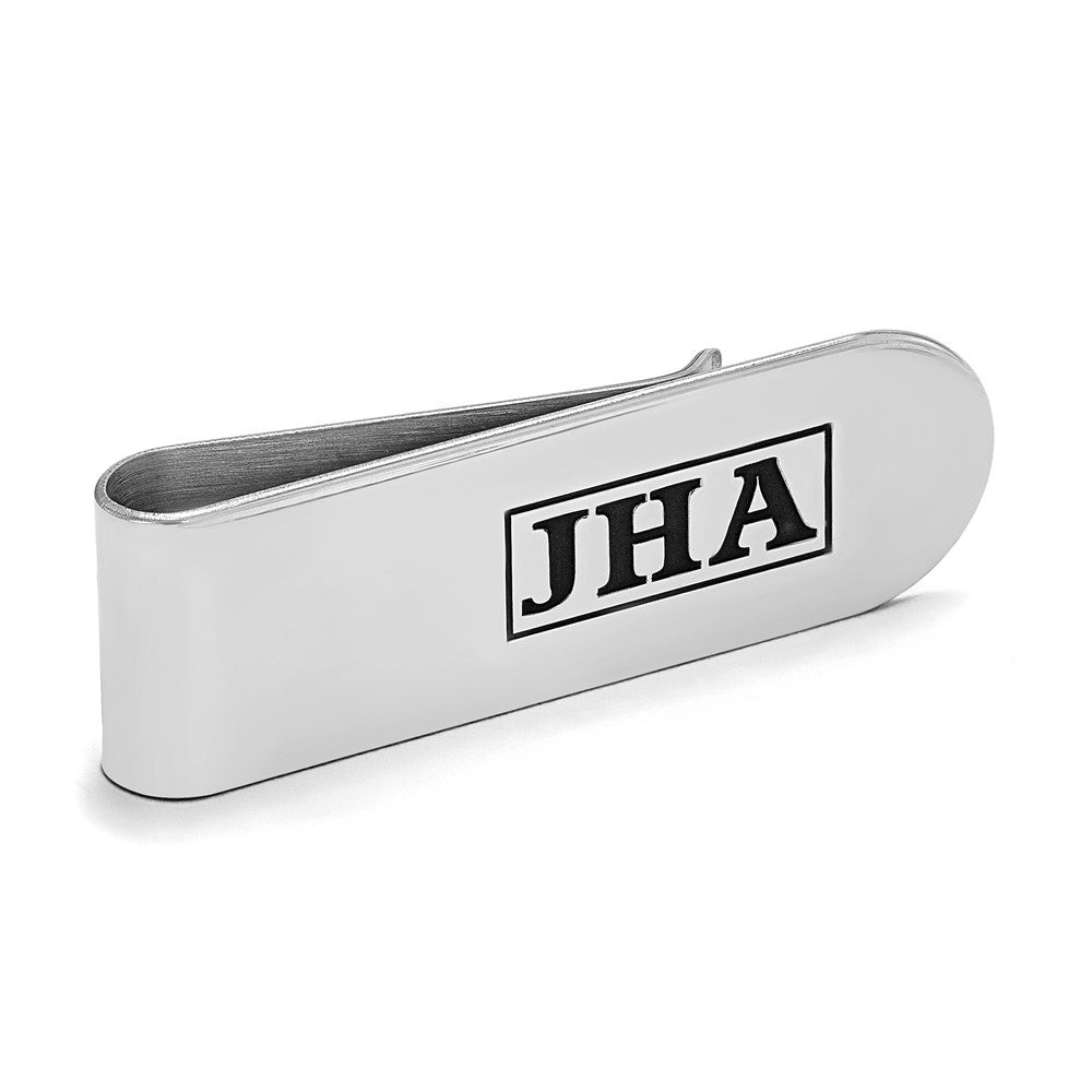 14k White Gold Recessed Letter Monogram Money Clip