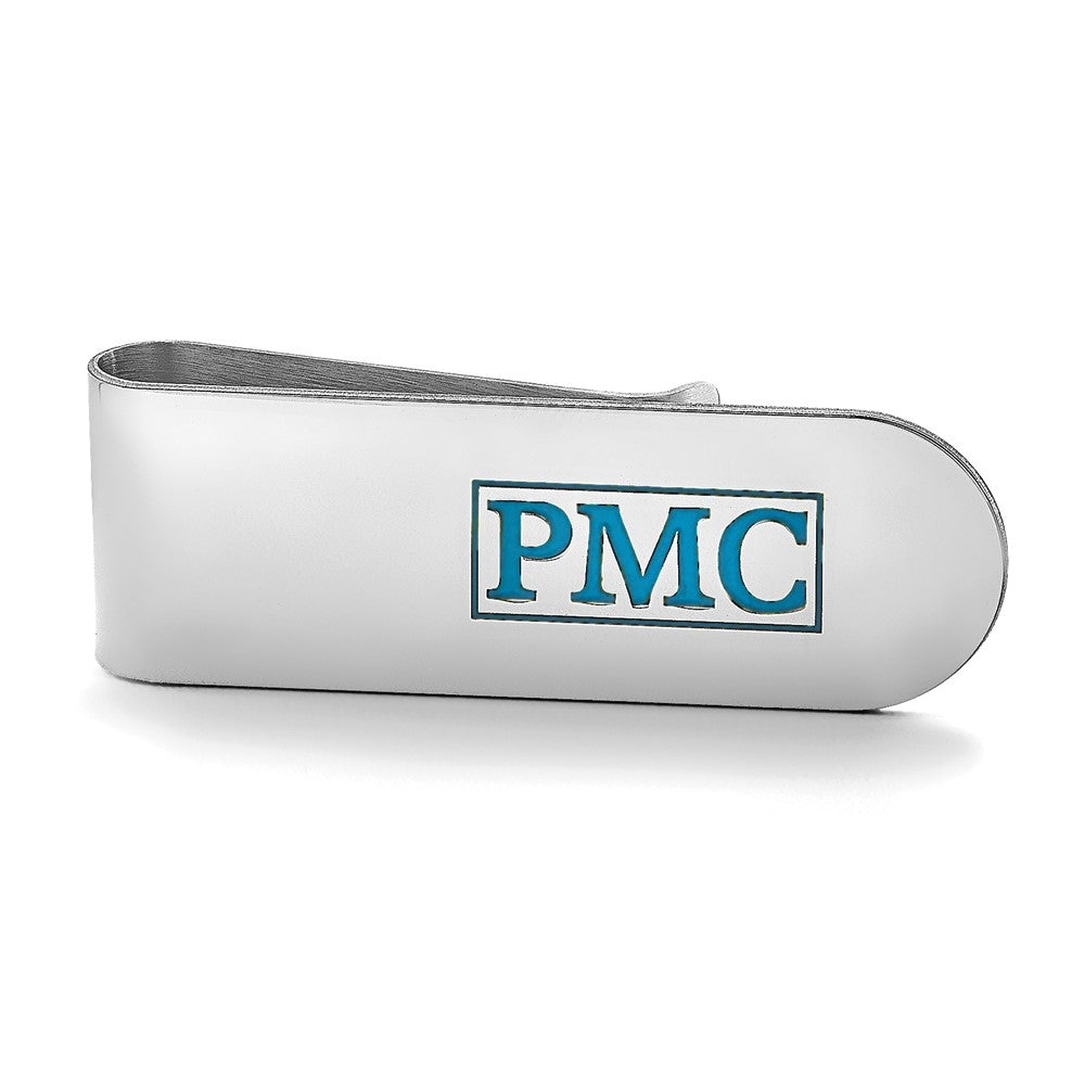 14k White Gold Recessed Letter Monogram Money Clip