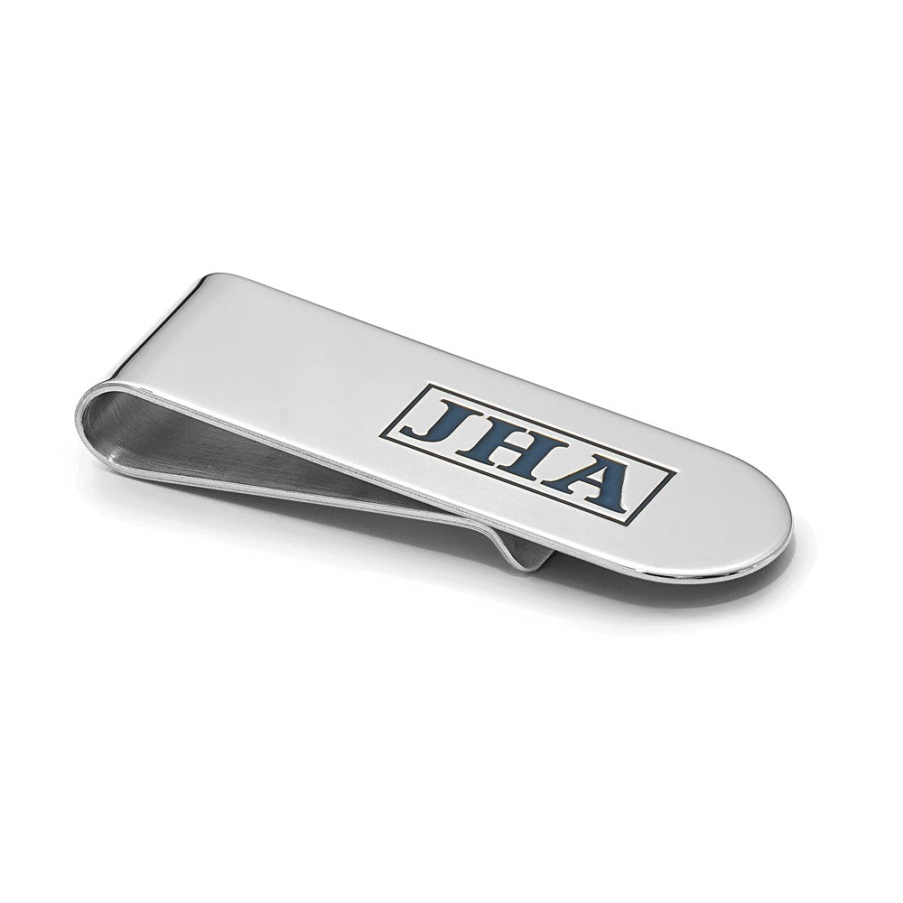 14k White Gold Recessed Letter Monogram Money Clip