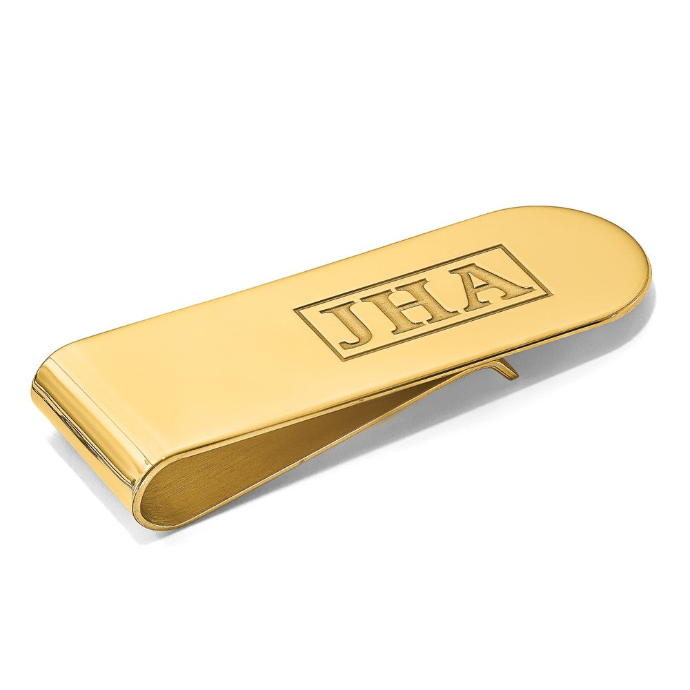 14k Yellow Gold Recessed Letter Monogram Money Clip