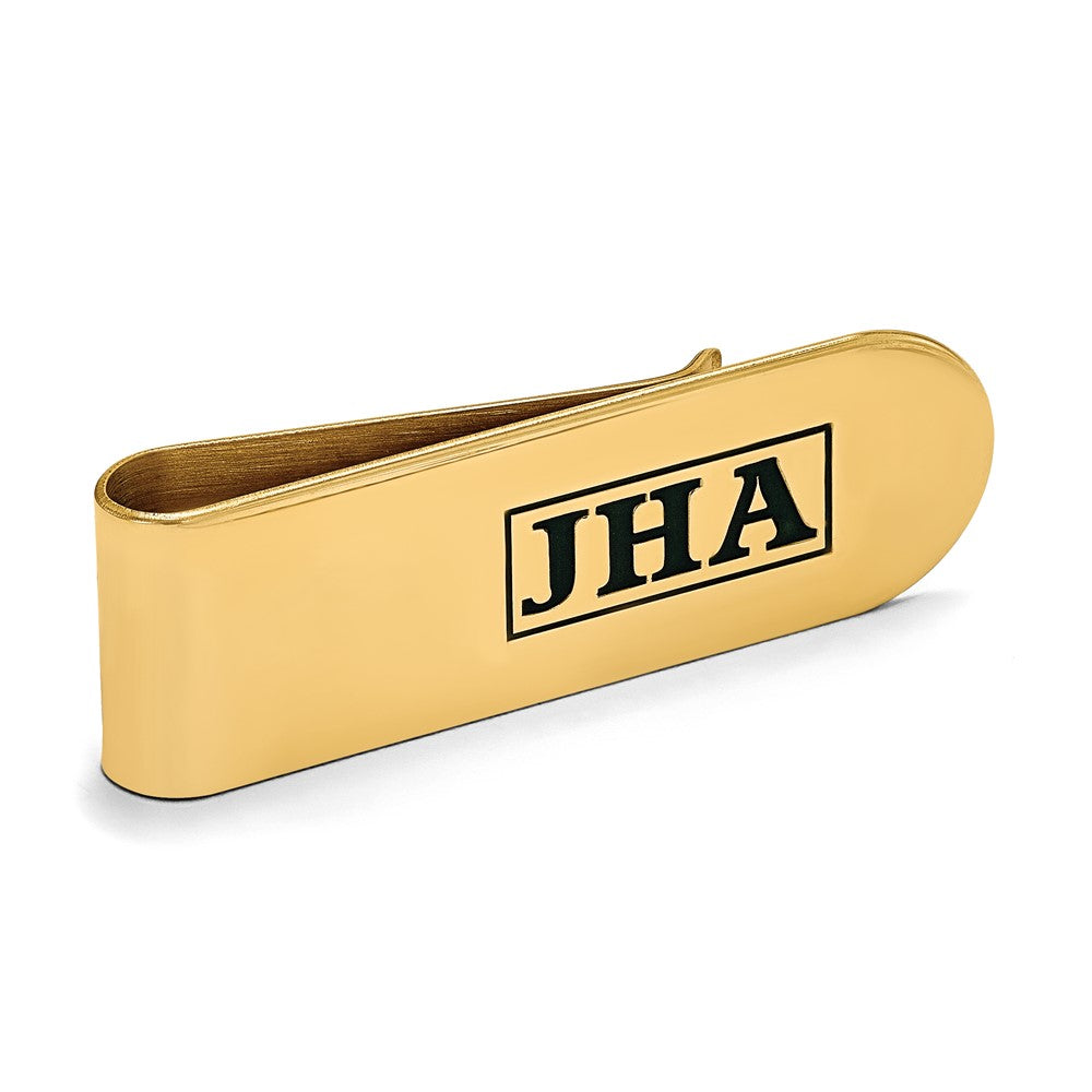 14k Yellow Gold Recessed Letter Monogram Money Clip
