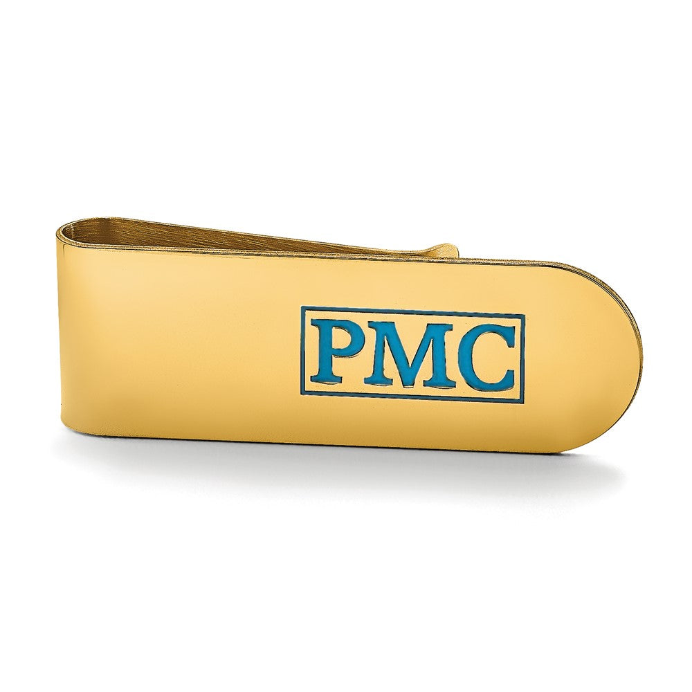 14k Yellow Gold Recessed Letter Monogram Money Clip