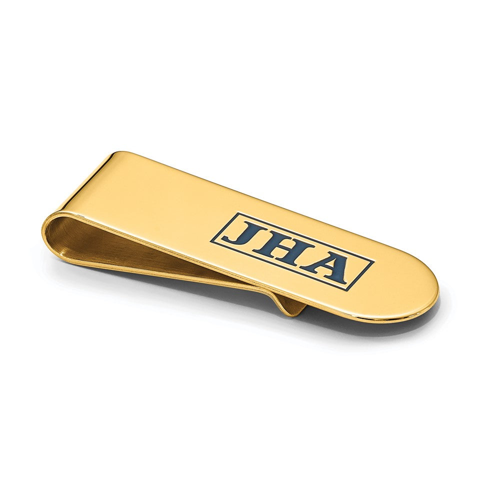 14k Yellow Gold Recessed Letter Monogram Money Clip