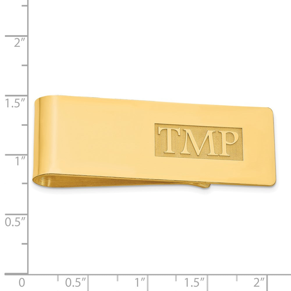 14k Yellow Gold Raised Letter Monogram Money Clip