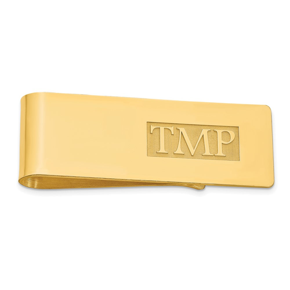 14k Yellow Gold Raised Letter Monogram Money Clip