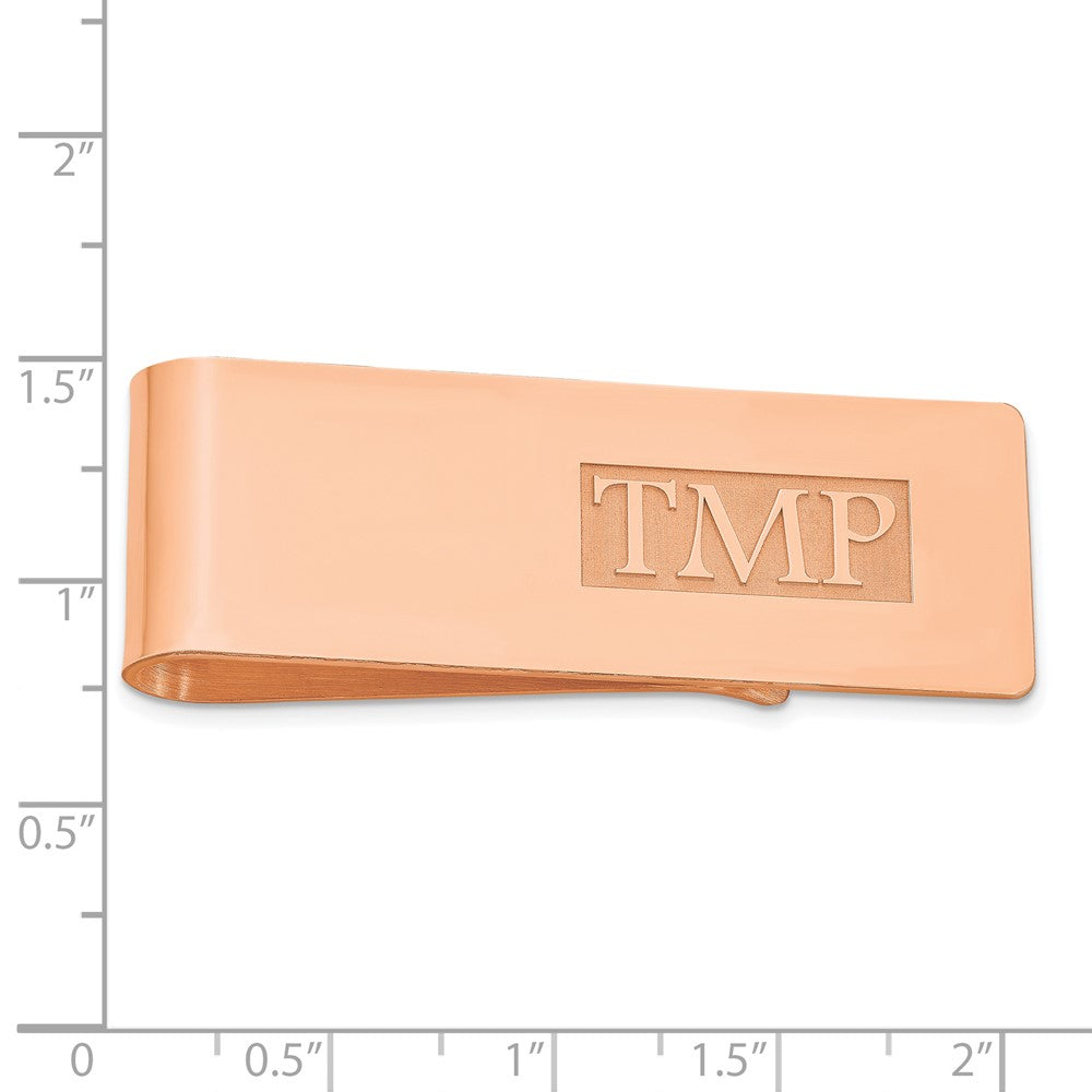 14k Rose Gold Raised Letter Monogram Money Clip