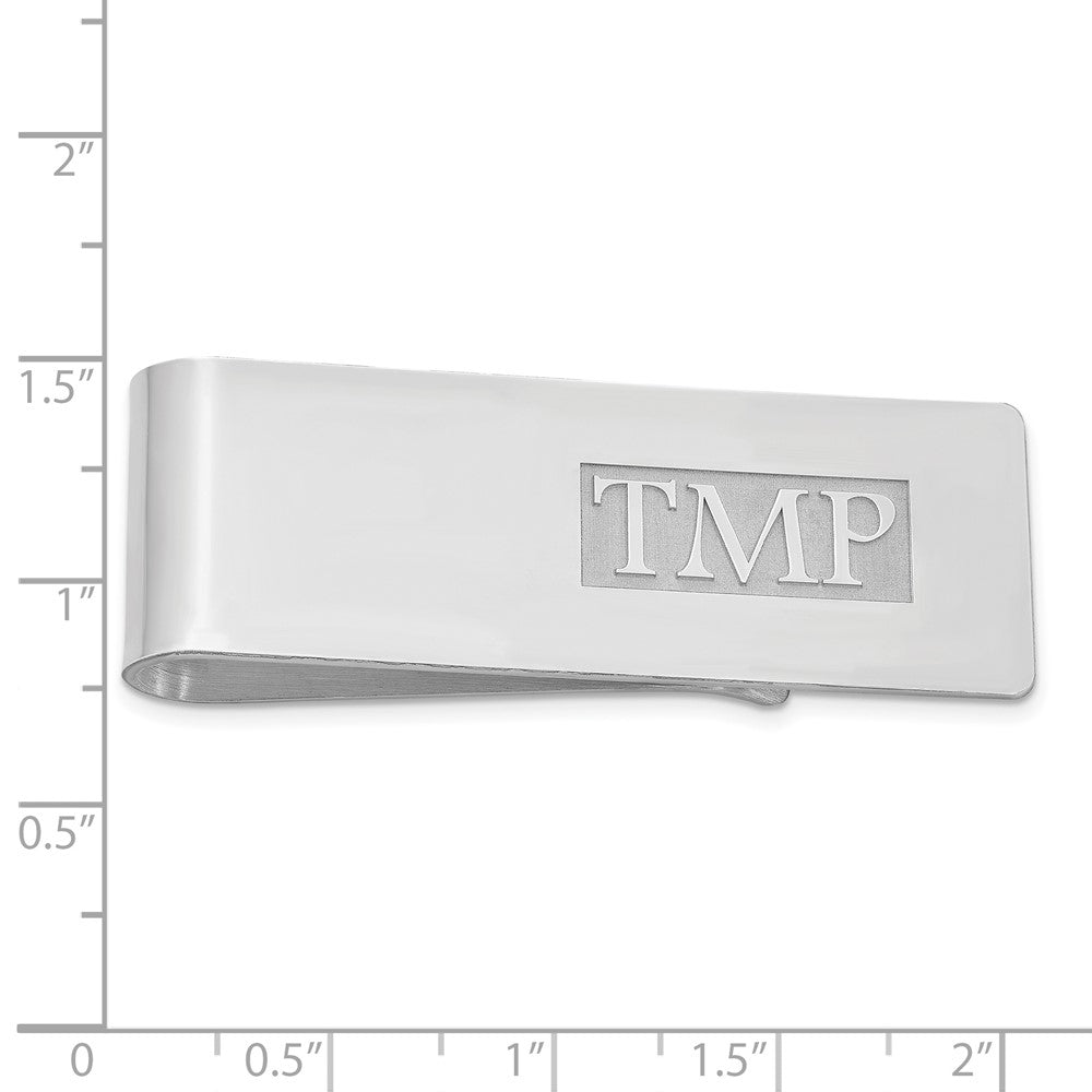 14k White Gold Raised Letter Monogram Money Clip