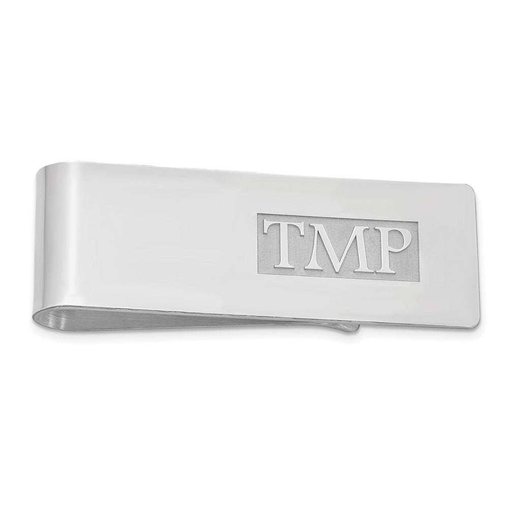 14k White Gold Raised Letter Monogram Money Clip