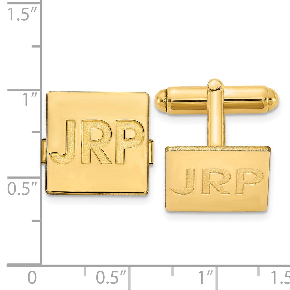 SS/Gold-plated Recessed Letter Square Monogram Cuff Link