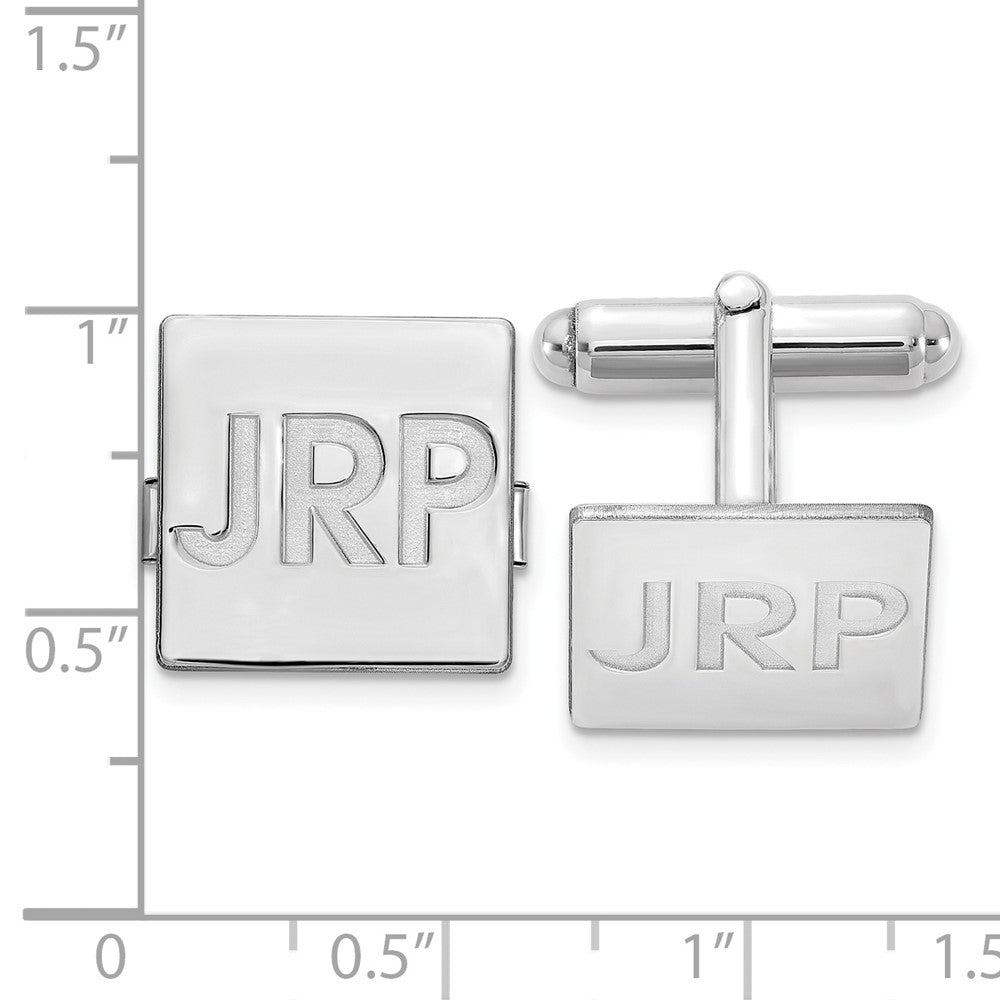 SS/Rhodium-plated Recessed Letter Square Monogram Cuff Link