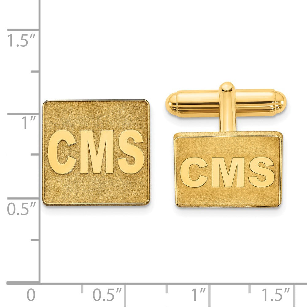 SS/Gold-plated Raised Letter Square Monogram Cuff Link