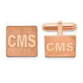SS/Rose-plated Raised Letter Square Monogram Cuff Link