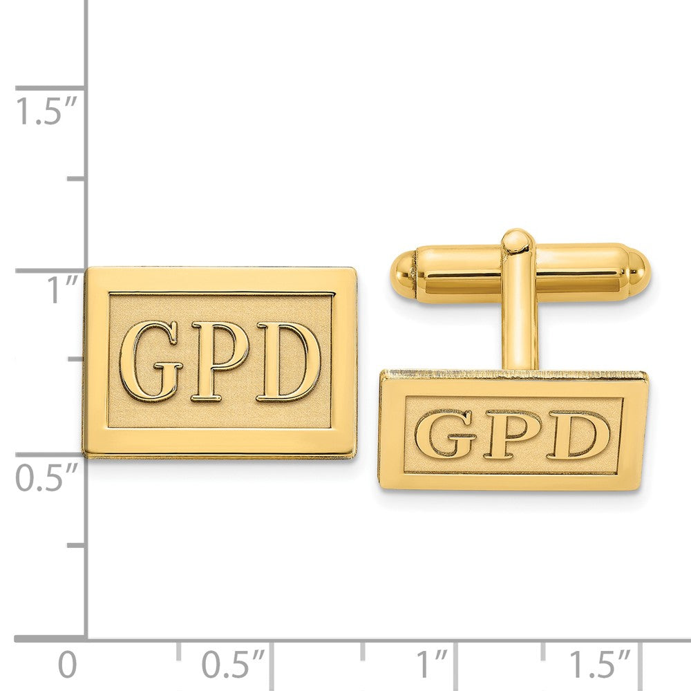 SS/Gold-plated Raised Letter Rectangle Monogram Cuff Link
