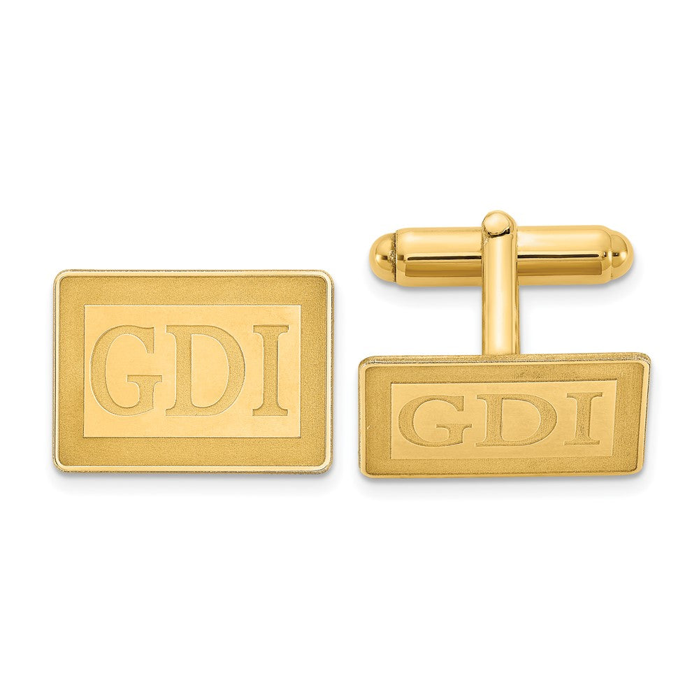 SS/Gold-plated Recessed Letter Rectangle Monogram Cuff Link