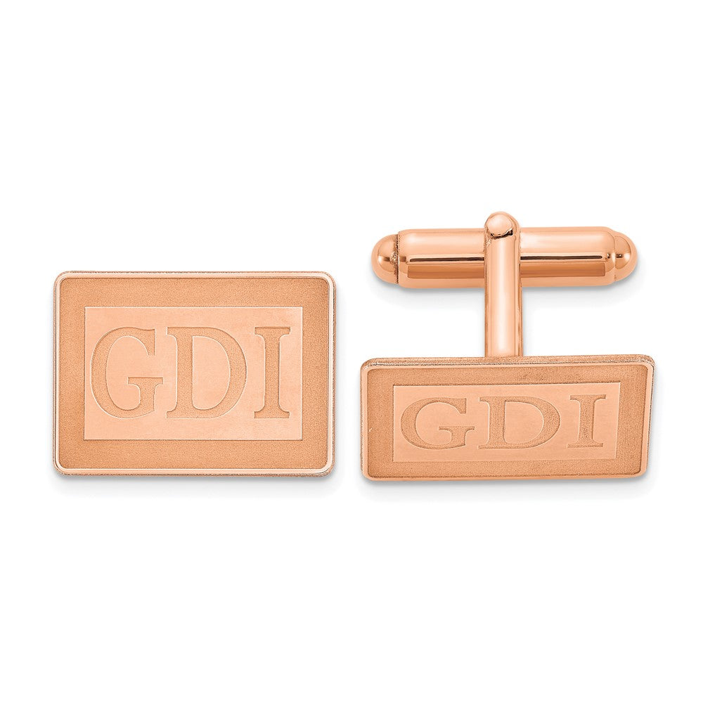 SS/Rose-plated Recessed Letter Rectangle Monogram Cuff Link