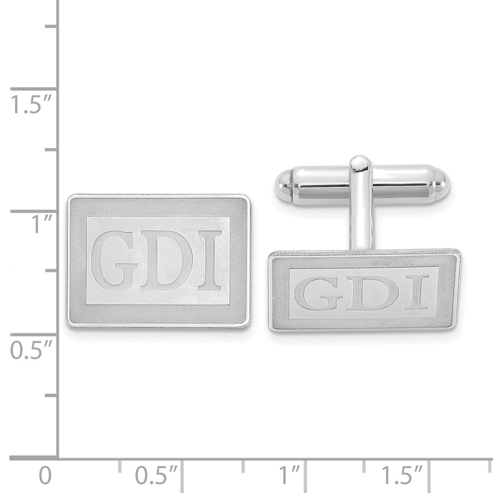 14k White Fold Recessed Letter Rectangle Monogram Cuff Link