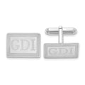 14k White Fold Recessed Letter Rectangle Monogram Cuff Link
