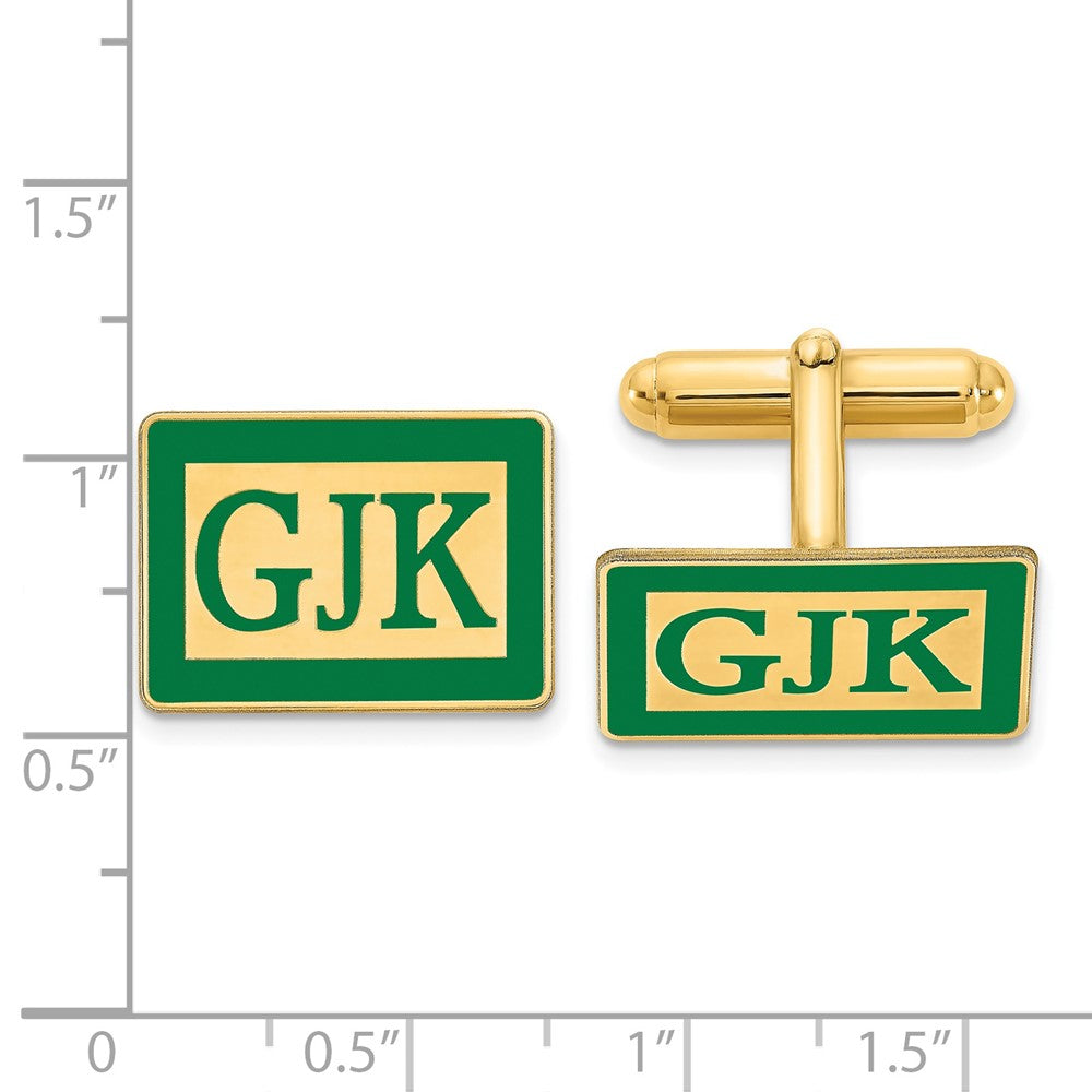 SS/Gold-plated Epoxy Boarder and Letter Monogram Cuff Link
