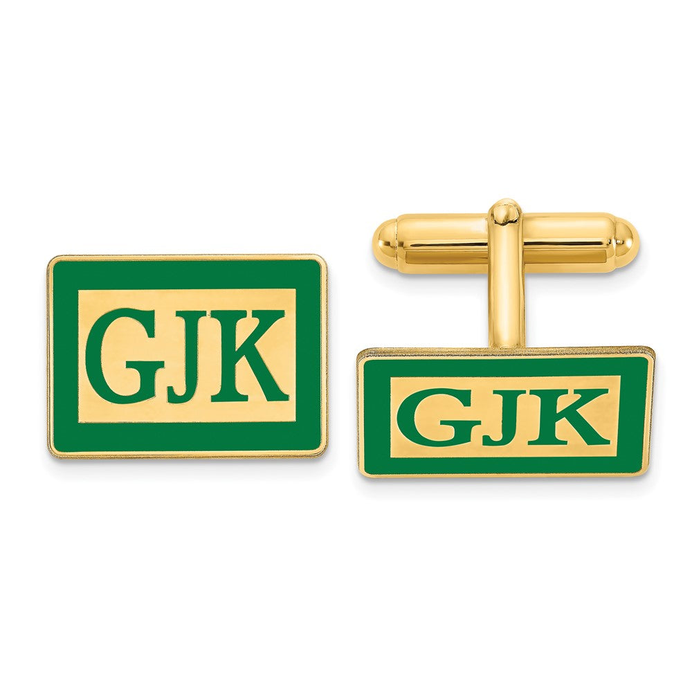SS/Gold-plated Epoxy Boarder and Letter Monogram Cuff Link