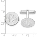 14k White Gold Recessed Letter Monogram Round Cuff Link