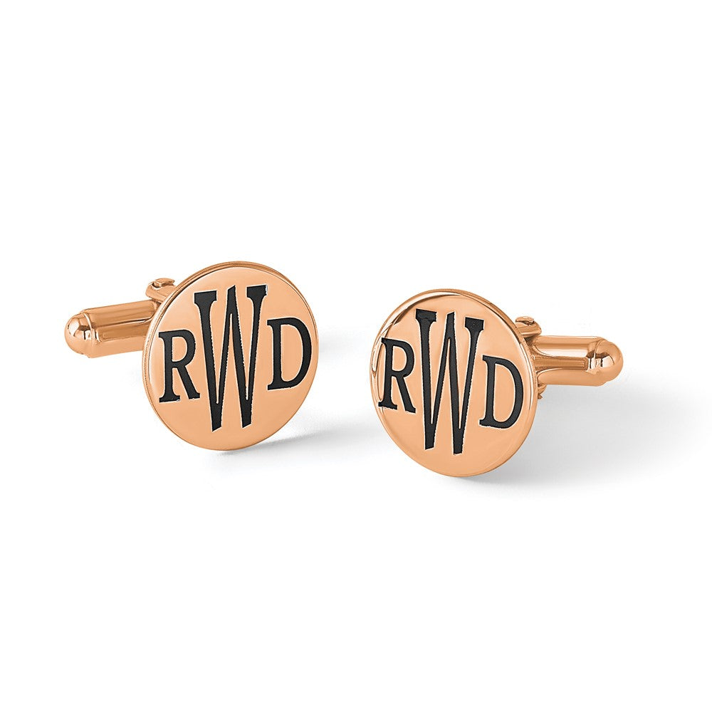 SS/Rose-plated Epoxy Letter Monogram Cuff Link