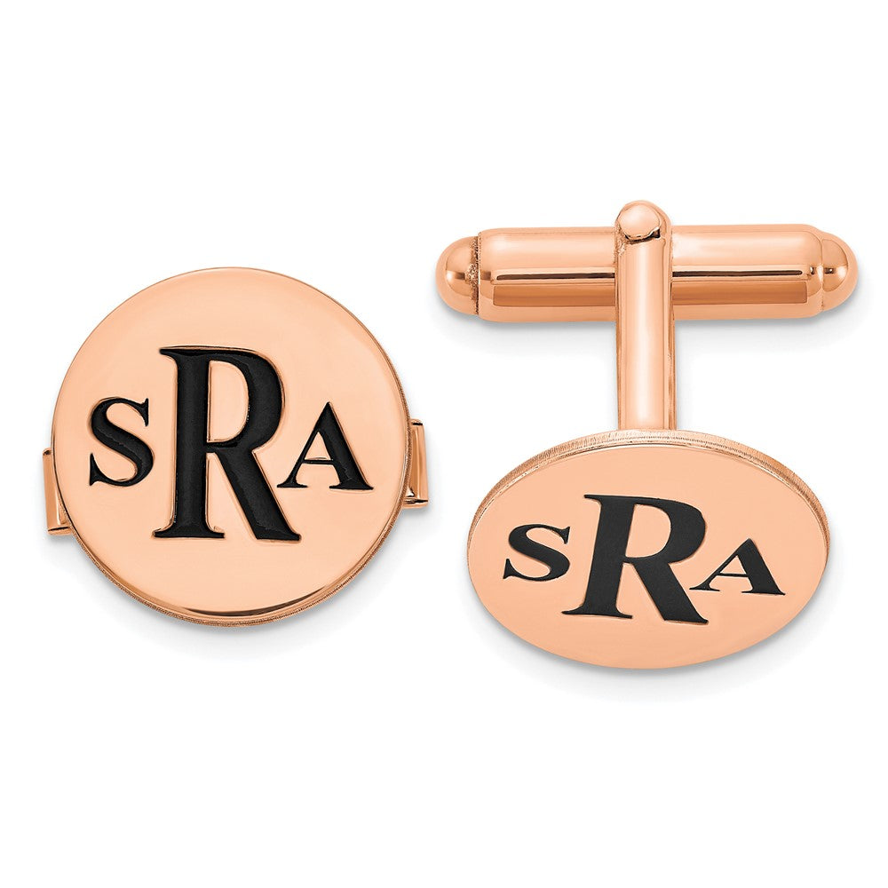 SS/Rose-plated Epoxy Letter Monogram Cuff Link