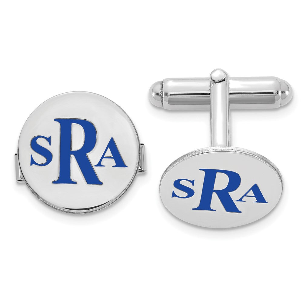 14k White Gold Epoxy Letter Monogram Cuff Link