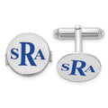 14k White Gold Epoxy Letter Monogram Cuff Link