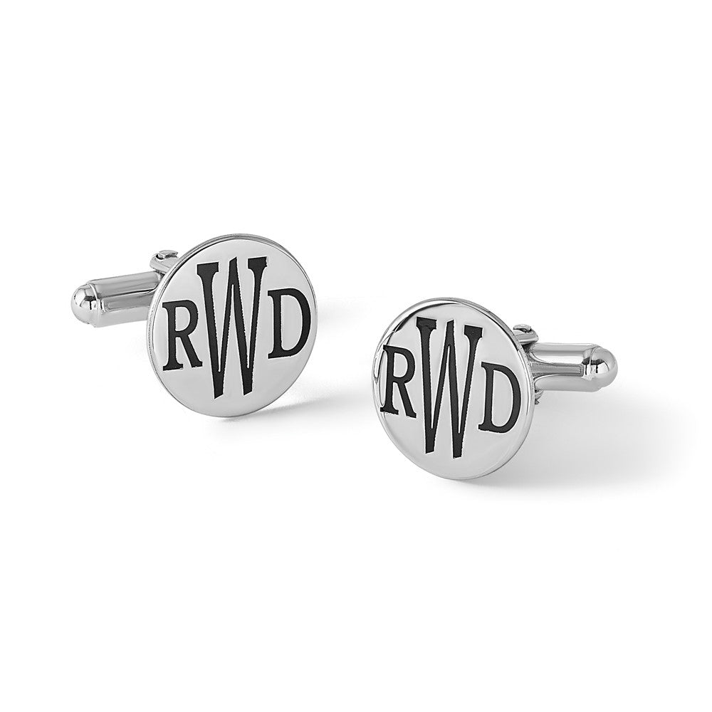 14k White Gold Epoxy Letter Monogram Cuff Link