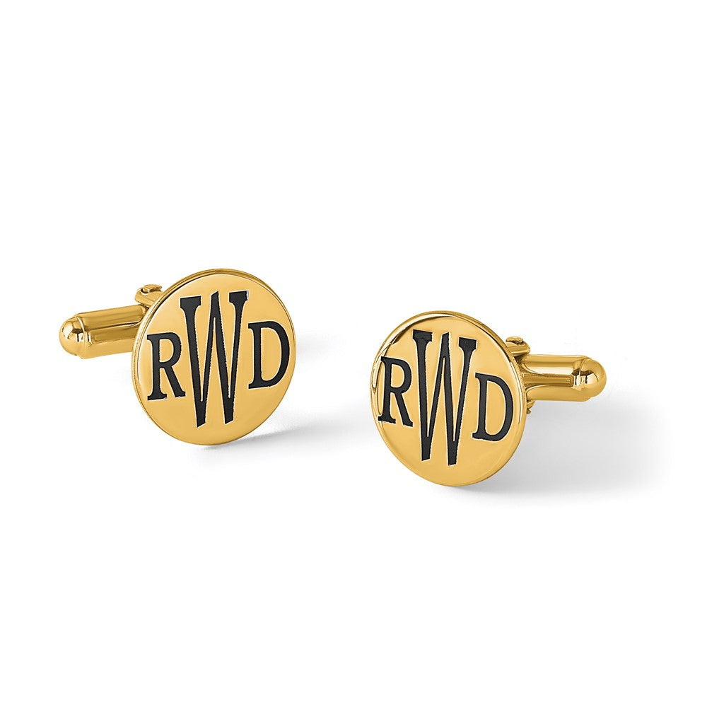 14k Yellow Gold Epoxy Letter Monogram Cuff Link