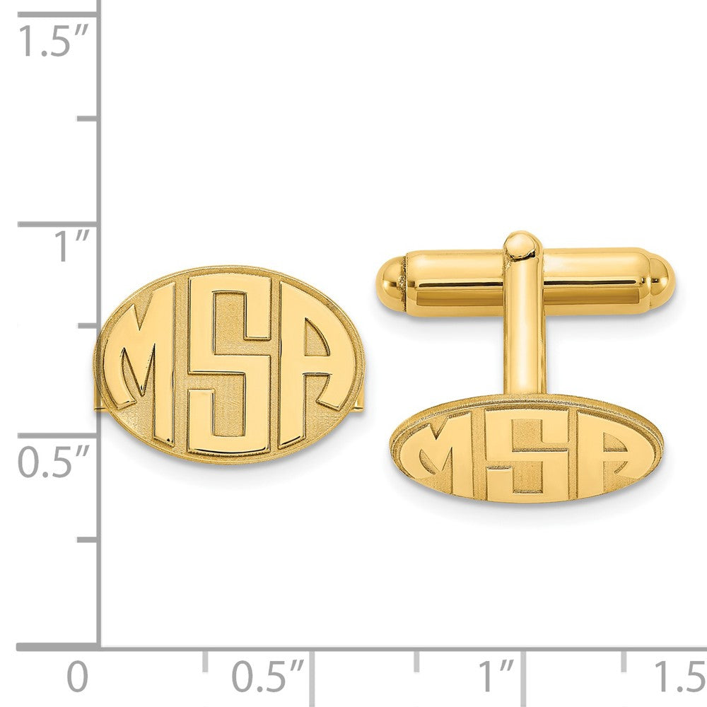 Sterling Silver/Gold-plated Raised Letter Oval Monogram Cuff Link