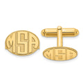 Sterling Silver/Gold-plated Raised Letter Oval Monogram Cuff Link