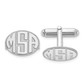 Sterling Silver/Rhod-plated Raised Letter Oval Monogram Cuff Link