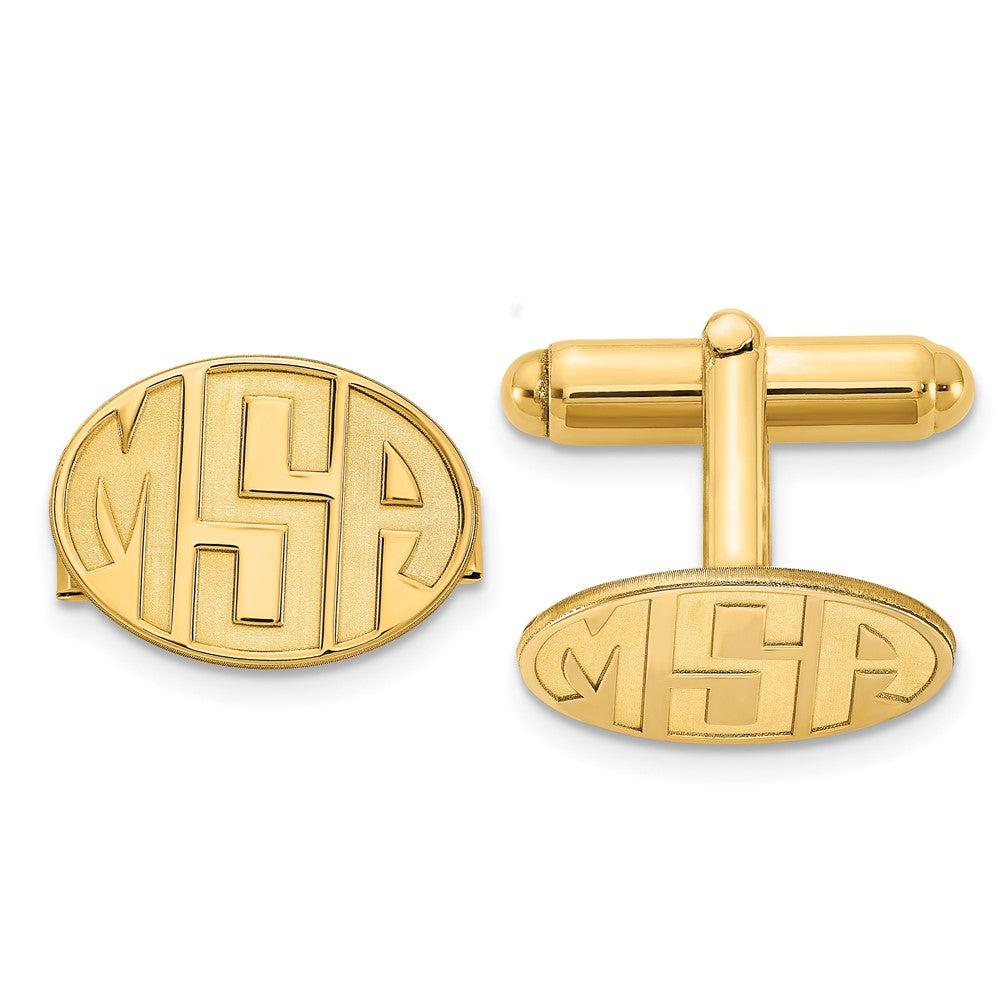 SS/Gold-plated Recessed Letter Oval Monogram Cuff Link
