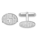 14k White Gold Recessed Letter Oval Monogram Cuff Link