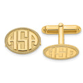 ss/Gold-plated Raised Letter Oval w/Boarder Monogram Cuff Link