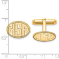 14k Yellow Gold Recessed Letter Oval w/Boarder Monogram Cuff Link