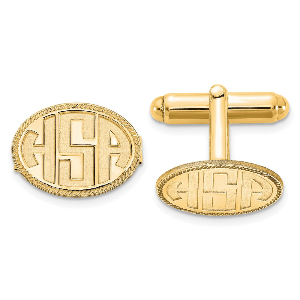 SS/Gold-pltd Recessed Letter Oval w/ Boarder Monogram Cuff Link