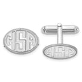 SS/Rhod-pltd Recessed Letter Oval w/ Boarder Monogram Cuff Link