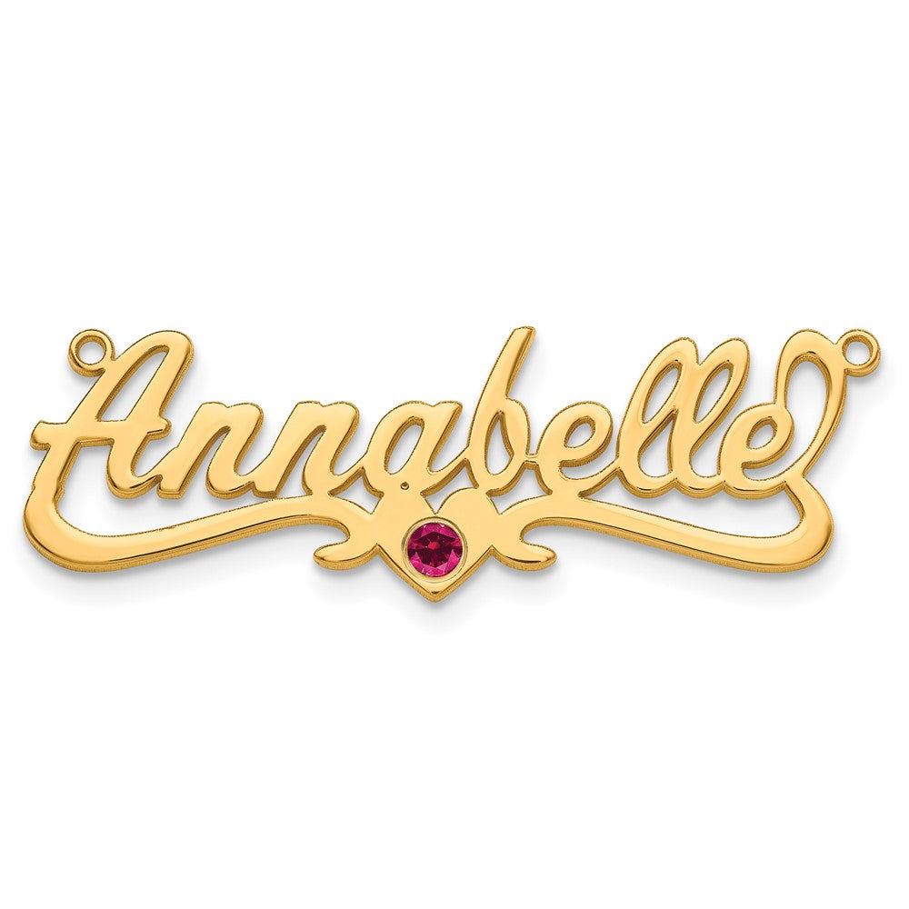 SS/Gold-plated with Gold-plated Bezel Birthstone Heart Name Plate