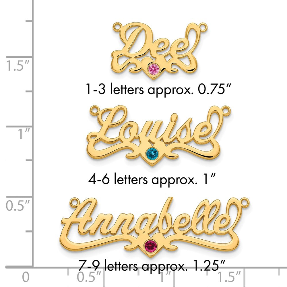 14k Yellow Gold with 14k Bezel Birthstone Heart Name Plate